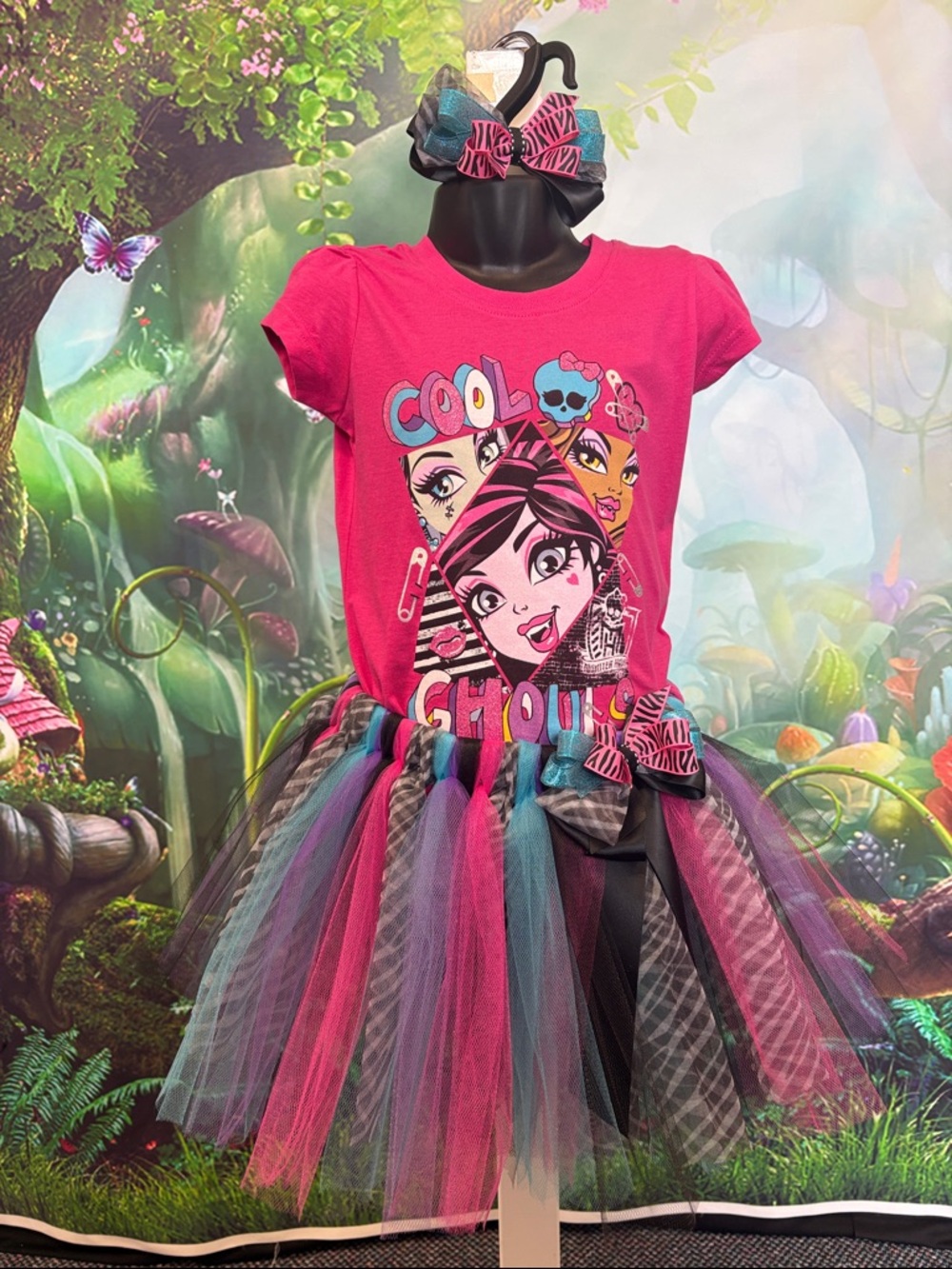 Monster High Bright Pink Tulle Tutu Dress with Bow